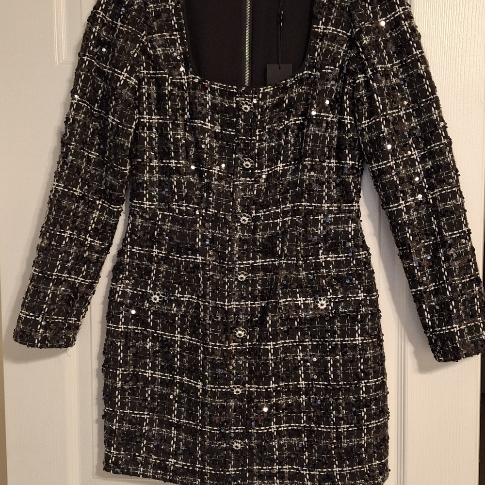 Black and Silver Sequin Dress